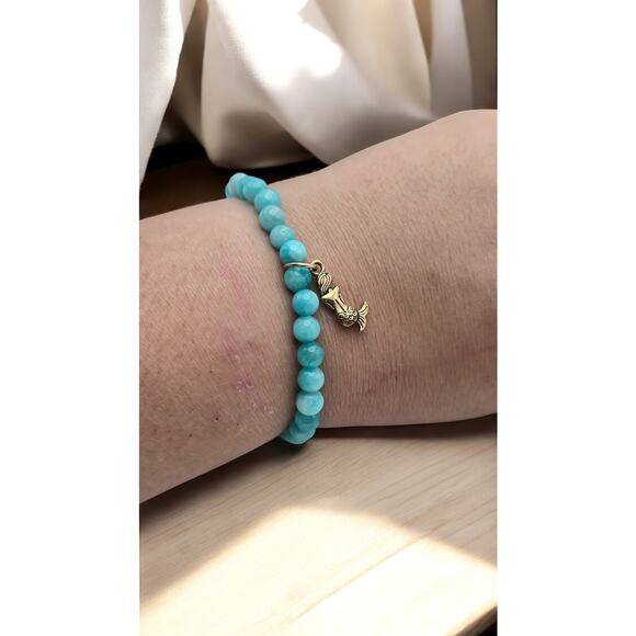 Vintage CFC Chavez for Charity Blue Stone Mermaid Stretch Bracelet - Picture 1 of 6